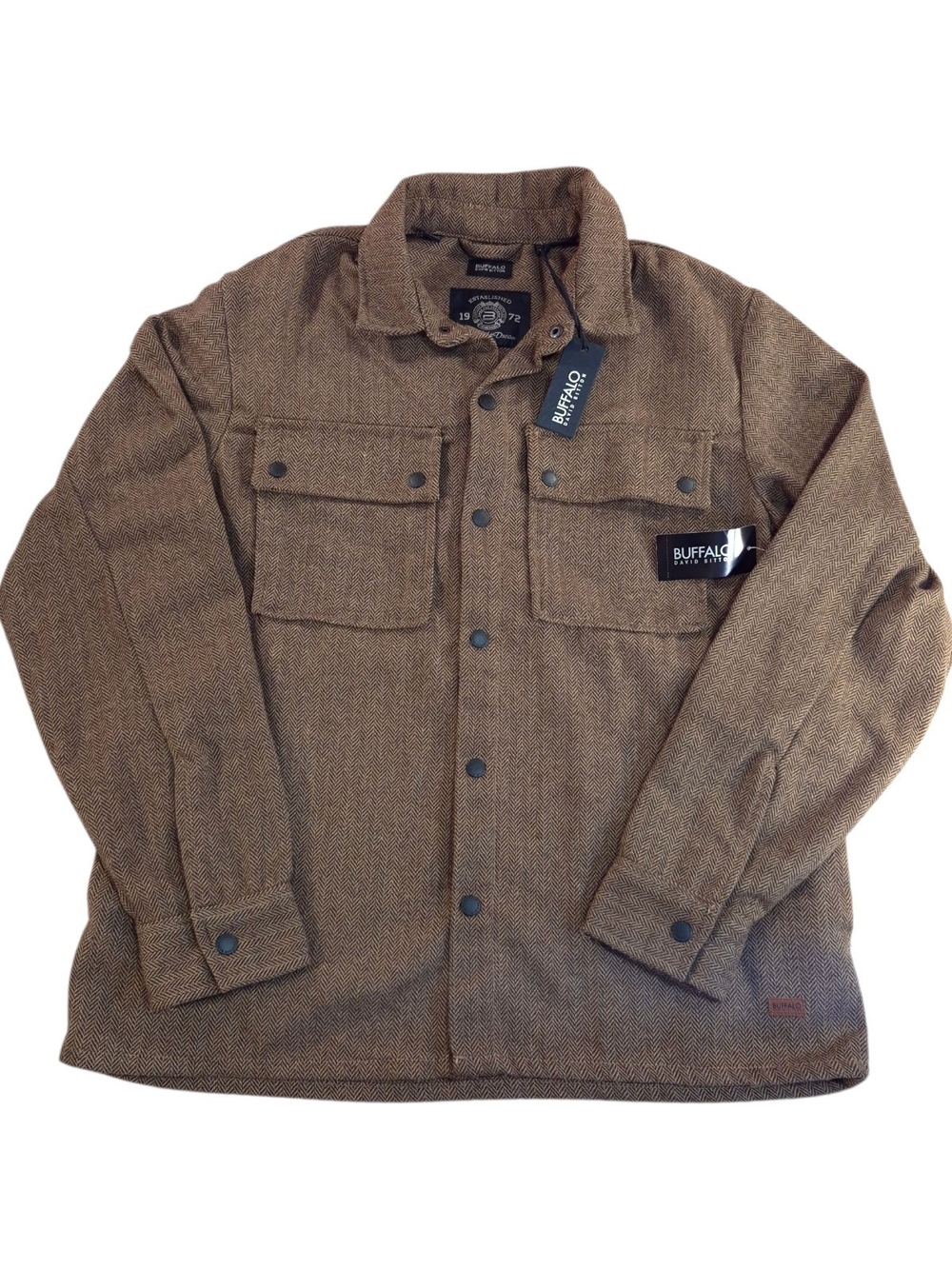 Buffalo David Bitton JERICK Shacket M Herringbone Shirt Jacket Beige Mix NWT